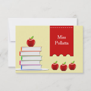 Tarjeta de libros y manzanas