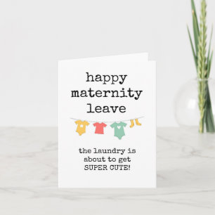 Tarjeta de licencia de maternidad feliz, lavanderí