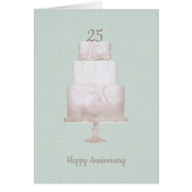 Tarjeta de línea verde pastel de 25 años de Person (Frente)