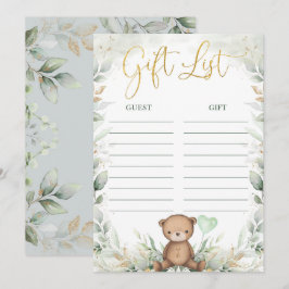 Tarjeta de lista de regalo para niños con globo de