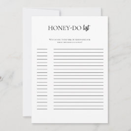 Tarjeta de lista minimalista de ducha de novia de 
