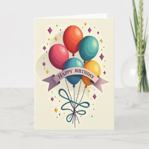 Tarjeta de Listón de Cumpleaños Colorida