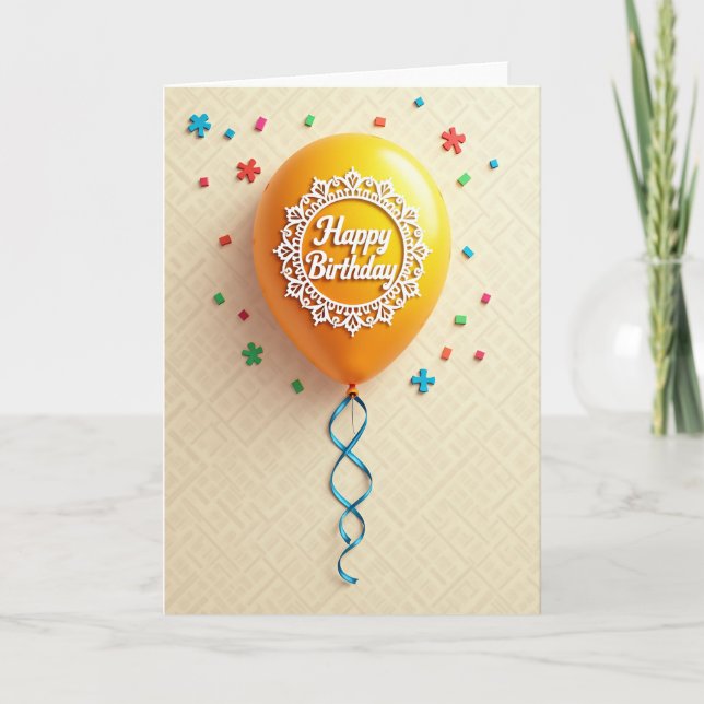 Tarjeta de listón de cumpleaños con filigrana (Anverso)