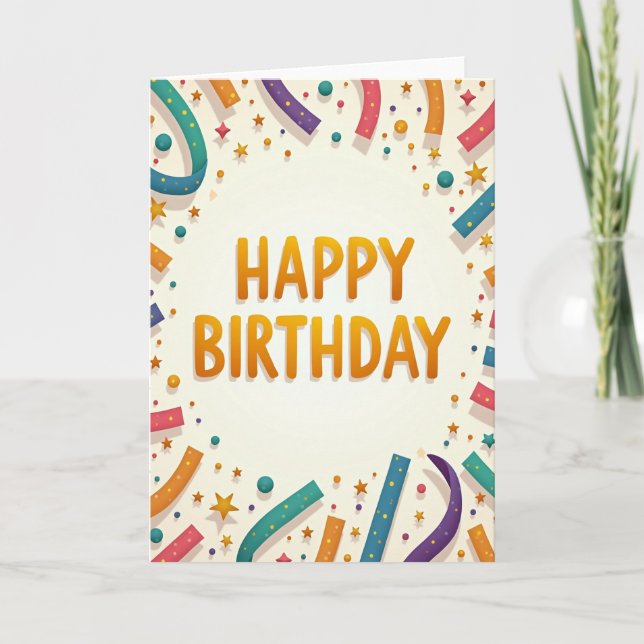 Tarjeta de Listones Florales de Cumpleaños (Anverso)