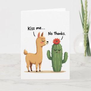 Tarjeta de Llama de Cactus 'Bésame No Gracias'