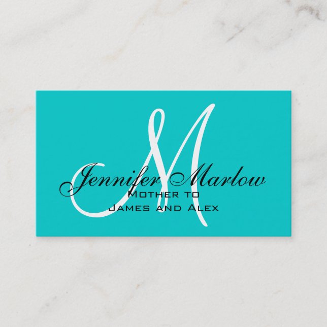 Tarjeta de llamada Aqua Monogram Mami (Anverso)