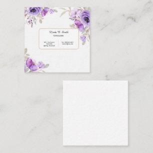 Tarjeta de llamada cuadrada-floral púrpura