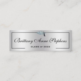 Tarjeta de llamada Diamond Studed Grad Cap Silver