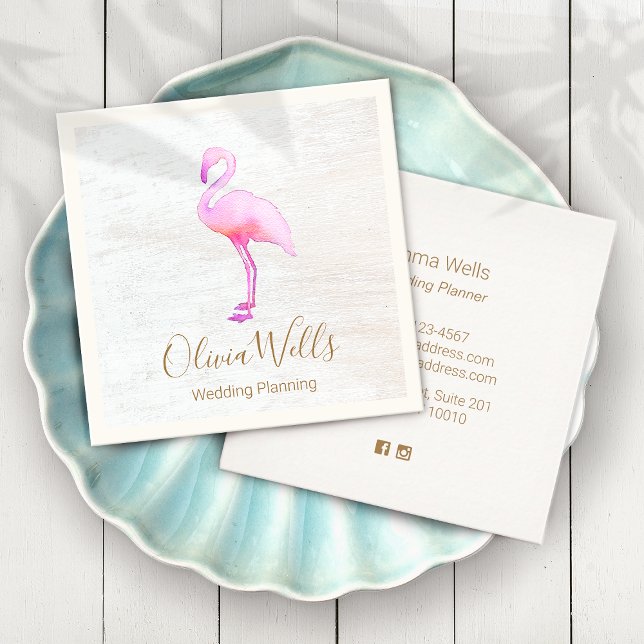 Tarjeta de llamada Flamingo de color de agua rosa (Subido por el creador)