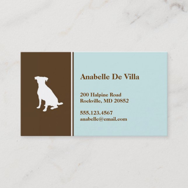 Tarjeta de llamada personal de mascota marrón azul (Anverso)