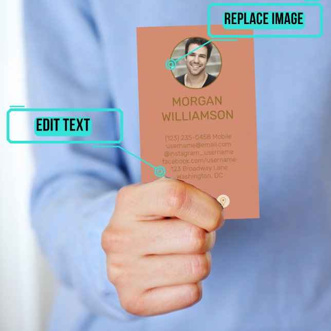 Tarjeta de llamada personal para parejas (This design has photos of each partner on opposite sides of the card. )