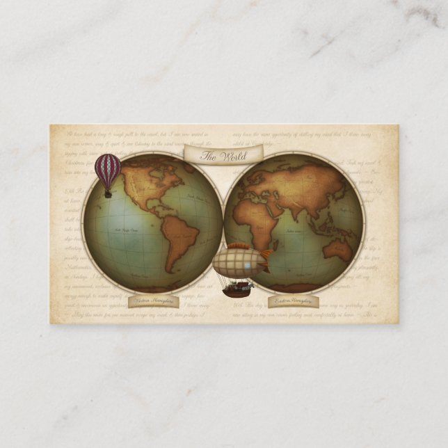 Tarjeta de llamada personalizada Neo-Victorian Map (Anverso)