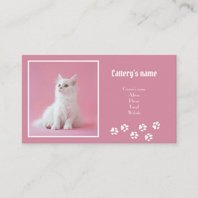 Tarjeta De Llamada Personalizada Para Cattery Soft (Anverso)