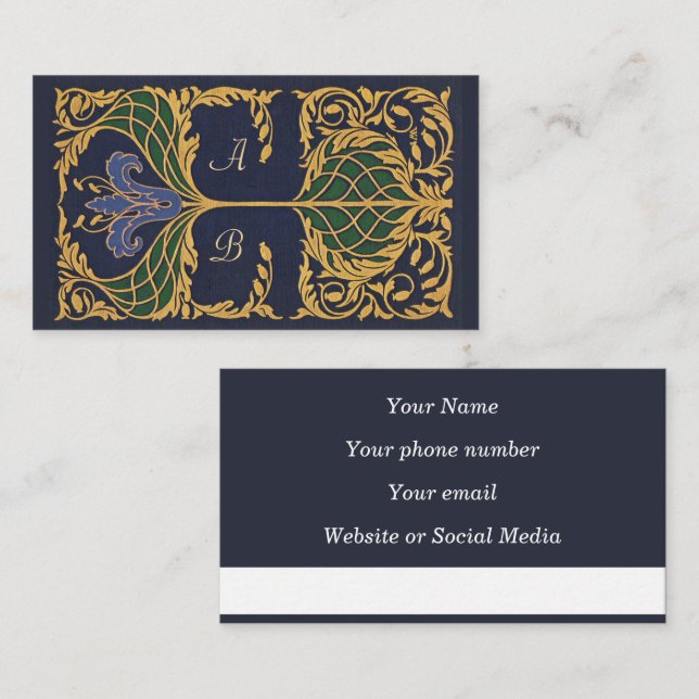 Tarjeta de llamadas Blue Lily Art Nouveau (Anverso / Reverso)