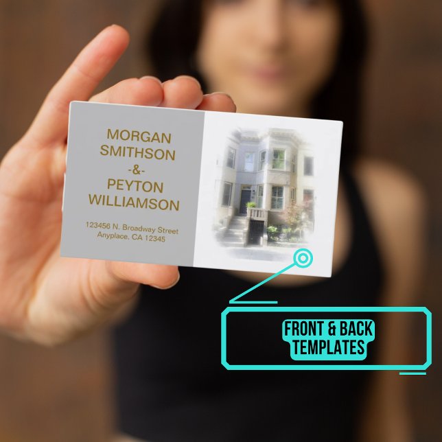 Tarjeta de llamadas de parejas - Foto con borde gr (This design has easily customizable templates for text and photo.)