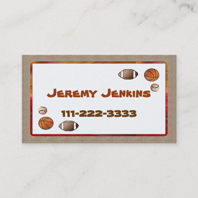 Tarjeta de llamadas para deportes infantiles (Anverso)