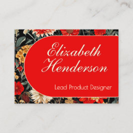 Tarjeta de llamadas poderosas florales rojas y neg