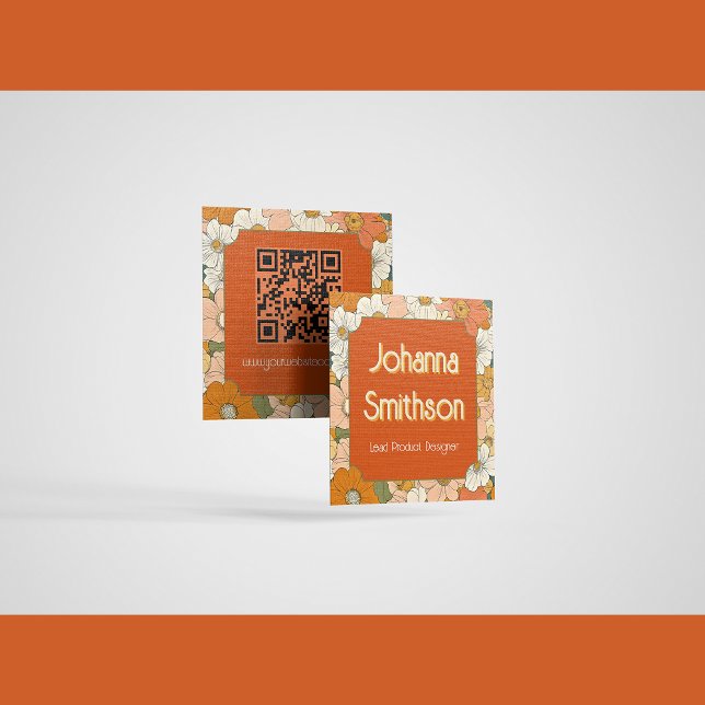 Tarjeta de llamadas Retro Naranja Groove Floral Sq (Subido por el creador)