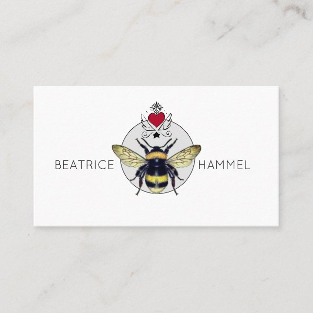Tarjeta de llamadas sociales Bee Heart Wings (Anverso)