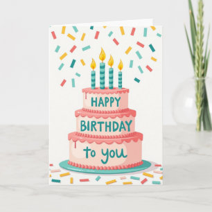 Tarjeta de llamas de pastel de cumpleaños dulce