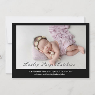 Tarjeta de Llegada de Bebé Niña con Guión Minimali