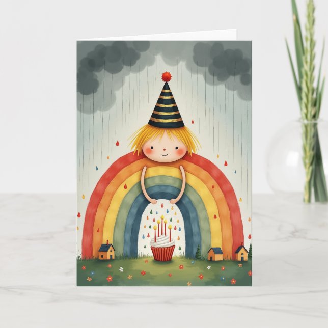 Tarjeta de Lluvia Arcoíris Caprichosa (Anverso)