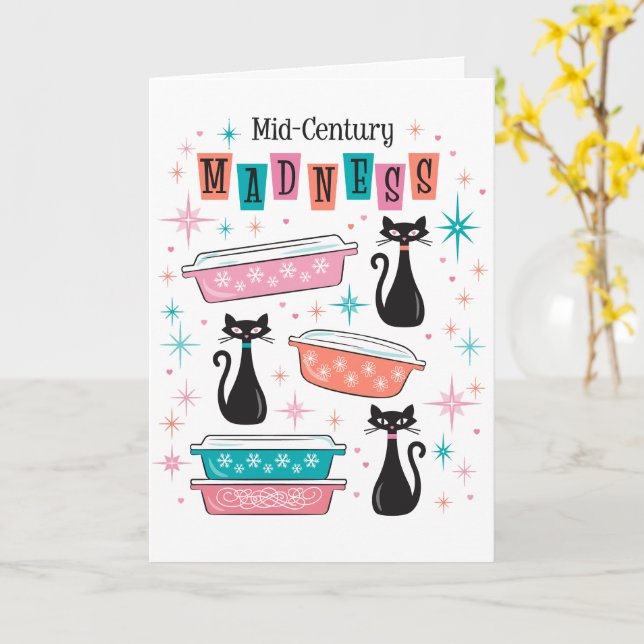 Tarjeta De Locura Moderna De Mediano Siglo Pyrex G (flor amarilla)