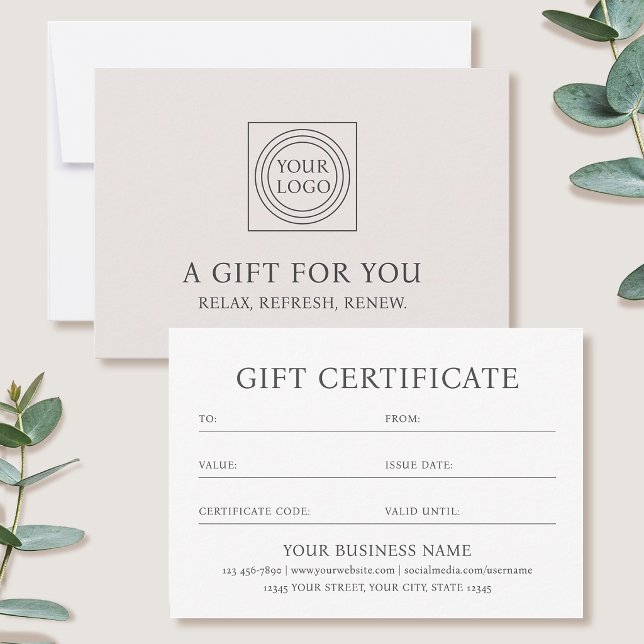 Tarjeta de Logotipo de Certificado de Regalo Elega (Subido por el creador)