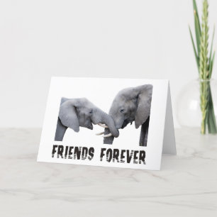 Tarjeta De los amigos abrazo/que se besa de los elefantes