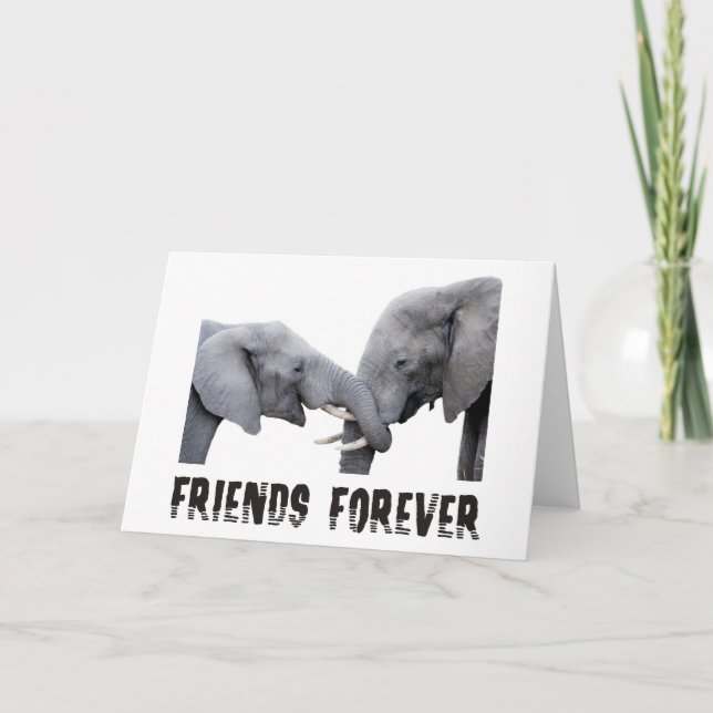 Tarjeta De los amigos abrazo/que se besa de los elefantes (Anverso)