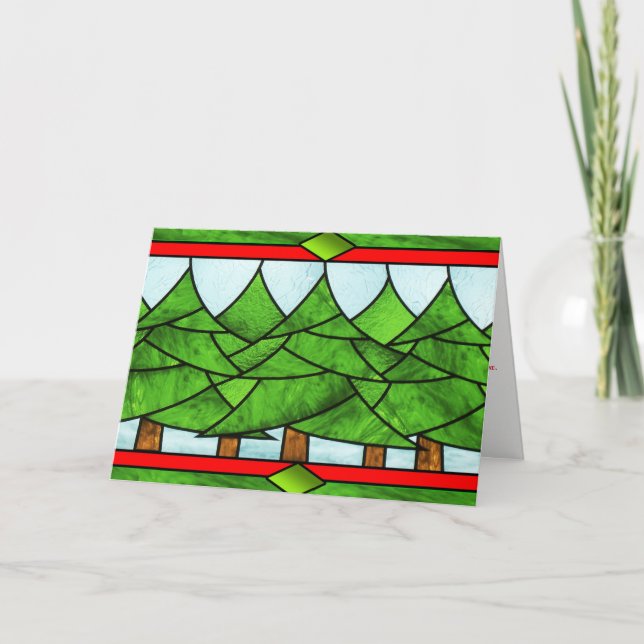Tarjeta de los árboles de navidad del vitral de (Anverso)