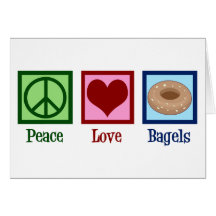 Tarjeta de los Bagels de amor por la paz