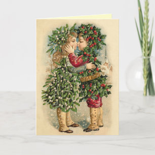 Tarjeta de los besos del navidad del Victorian