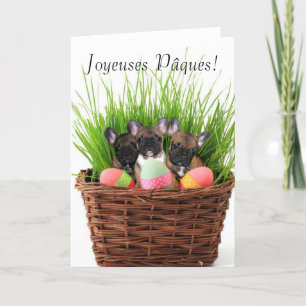 Tarjeta de los bulldoges franceses de Joyeuses