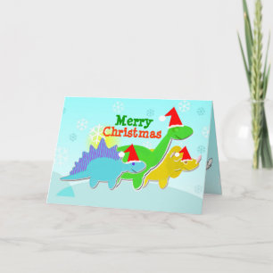 Tarjeta de los dinosaurios de las Felices Navidad