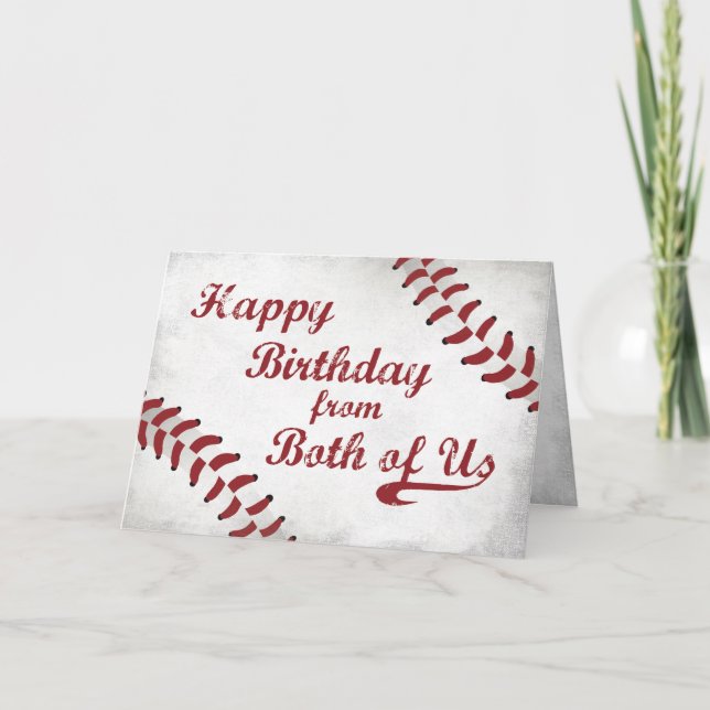 Tarjeta De los dos cumpleaños del Gran Béisbol Grunge (Anverso)