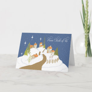 Tarjeta De los dos Navidades de EEUU Casas Nocturnas con N