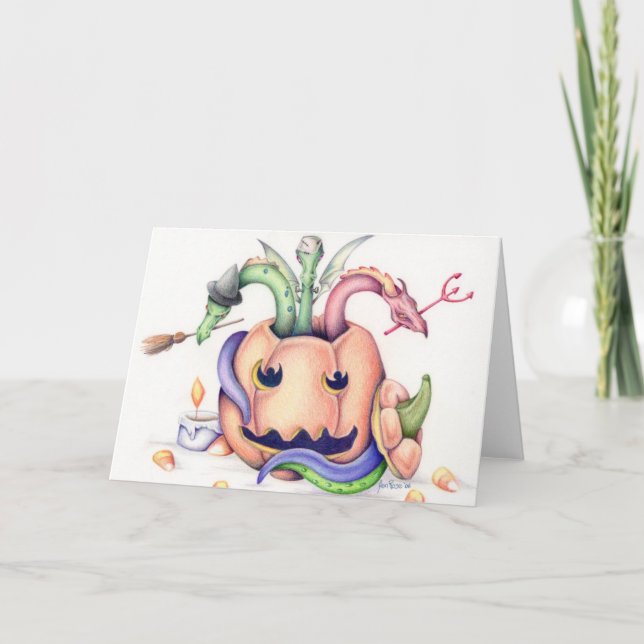 Tarjeta de los dragones de Halloween (Anverso)