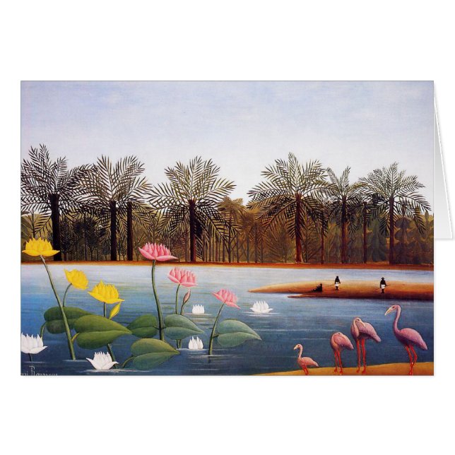 Tarjeta de los flamencos de Henri Rousseau (Anverso (Horizontal))