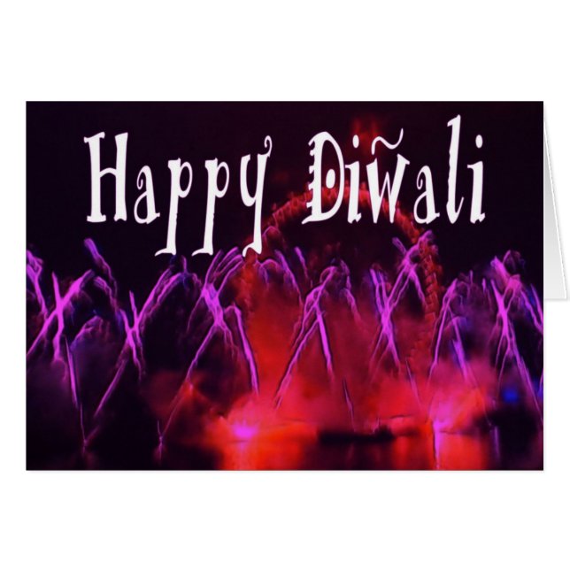 Tarjeta de los fuegos artificiales de Diwali (Anverso (Horizontal))