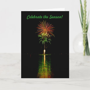 Tarjeta de los fuegos artificiales del navidad