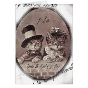 Tarjeta de los gatos del amor del vintage