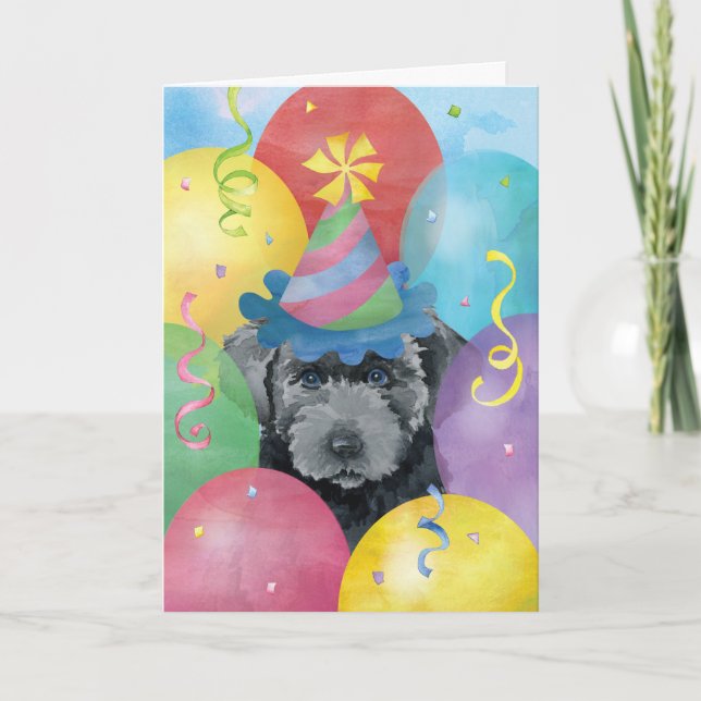 Tarjeta de los globos de cumpleaños Bouvier des Fl (Anverso)