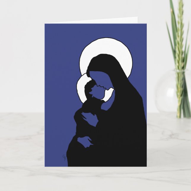 Tarjeta de los iconos del navidad - Maria y bebé (Anverso)