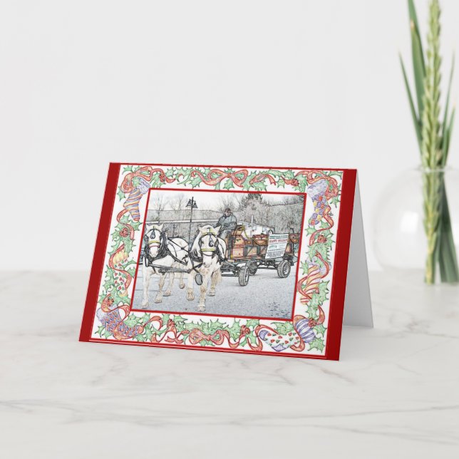 Tarjeta de los paseos del navidad de Vermont (Anverso)