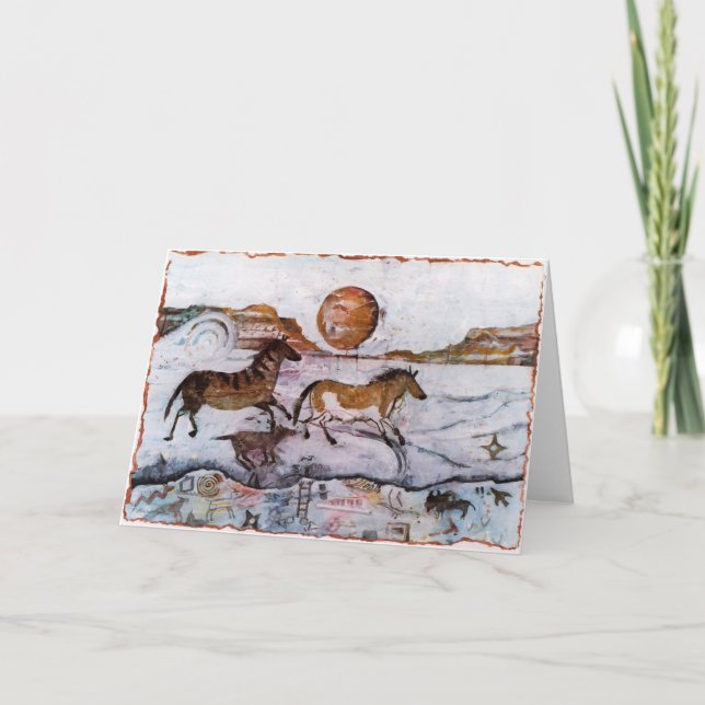 Tarjeta de los petroglifos del caballo de (Anverso)