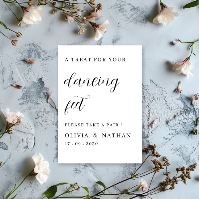 Tarjeta de los pies de baile del Boda blanco y neg (Subido por el creador)