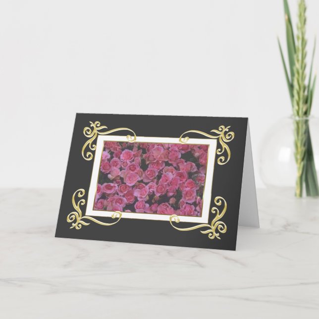 Tarjeta de los rosas del marco del oro (Anverso)