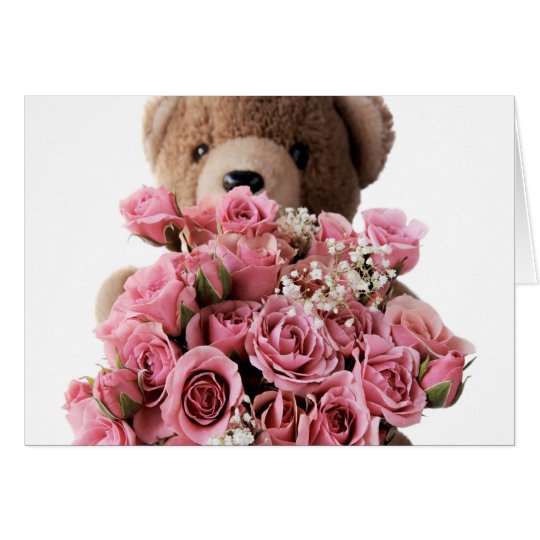 tarjeta de los rosas del oso