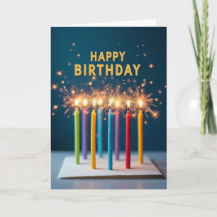 Tarjeta de luces de cumpleaños brillantes